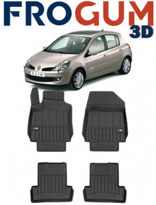 Renault Clio III Din 09.2005 - 09.2012, Hatchback , Set Covorase Auto Tip Tavita Premium 3D, din cauciuc accesorii pentru autoturismul tau - masina v162349