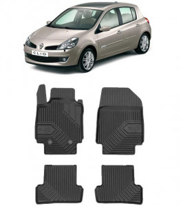 Renault Clio III Din 09.2005 - 09.2012, Hatchback , Set Covorase Auto Tip Tavita Premium 3D, din cauciuc accesorii pentru autoturismul tau - masina v166069