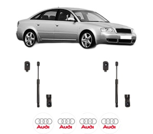 Set 2 amortizoare portbagaj haion AUDI A6 C5 (4B2, 4B4) din 1997-2005, 2 bucati, MAGNUM TECHNOLOGY, 4 stickere auto AUDI v4801