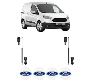 Set 2 amortizoare portbagaj haion FORD TRANSIT COURIER B460 Box Body/MPV din 2014-2023, 2 bucati, KROSNO, 4 stickere auto FORD v481