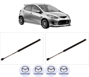 Set 2 amortizoare portbagaj haion MAZDA 2 (DE_, DH_) din 2007-2015, 2 bucati, KROSNO, 4 stickere auto MAZDA v5521