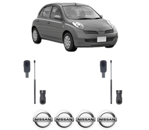 Set 2 amortizoare portbagaj haion NISSAN MICRA III (K12) din 2003-2010, 2 bucati, MAGNUM TECHNOLOGY, 4 stickere auto NISSAN v4741