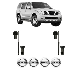 Set 2 amortizoare portbagaj haion NISSAN PATHFINDER III (R51) din 2005-2010, 2 bucati, KROSNO, 4 stickere auto NISSAN v781