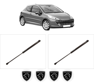 Set 2 amortizoare portbagaj haion PEUGEOT 207 (WA_, WC_) din 2006-2015, 2 bucati, KROSNO, 4 stickere auto PEUGEOT v5161