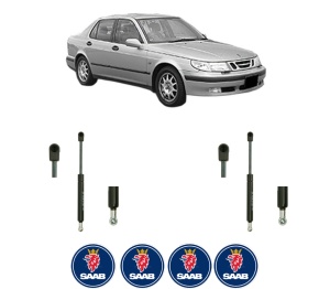 Set 2 amortizoare portbagaj haion SAAB 9-5 (YS3E) din 1997-2009, 2 bucati, KROSNO, 4 stickere auto SAAB v4201
