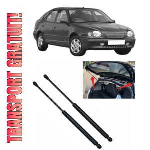 Set 2 amortizoare portbagaj haion TOYOTA COROLLA Liftback (_E11_) din 1997-2002, 2 bucati, MAGNUM TECHNOLOGY, 4 stickere auto TOYOTA