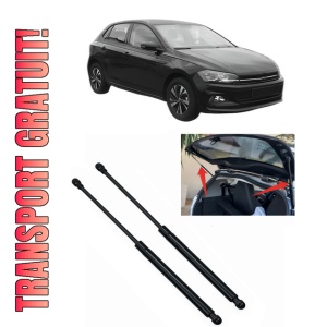 Set 2 amortizoare portbagaj haion Volkswagen POLO VI (AW1, BZ1, AE1) din 2018-2021, 2 bucati, MAGNUM TECHNOLOGY, 4 stickere auto Volkswagen
