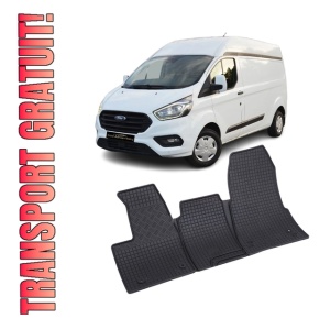 Set 3 covorase Ford Transit Custom 2020-prezent, din cauciuc 100%, compatibile cu autoturismul FORD Transit