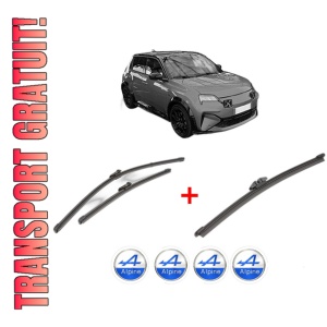 Set 3 stergatoare ALPINE A290 din 2024, pentru parbriz si luneta fata si spate auto, Valeo Silencio, din cauciuc siliconat rezistent, 4 Stickere Auto ALPINE