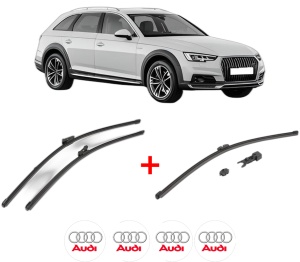 Set 3 stergatoare AUDI A4 Allroad B9 (8WH, 8WJ) din 2016 - 2019, pentru parbriz si luneta fata si spate auto, Valeo HydroConnect, din cauciuc siliconat rezistent, 4 Stickere Auto AUDI v12653