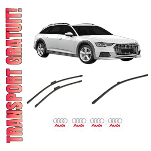 Set 3 stergatoare AUDI A6 Allroad C8 (4AH) din 2018-2021, pentru parbriz si luneta fata si spate auto, Bosch Aerotwin-Aerotwin, din cauciuc siliconat rezistent, 4 Stickere Auto AUDI