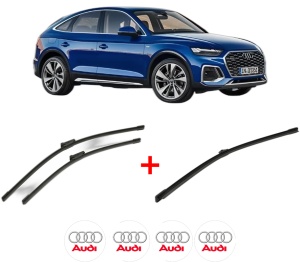 Set 3 stergatoare AUDI Q5 Sportback (FYT) din 2020, pentru parbriz si luneta fata si spate auto, Bosch Aerotwin, din cauciuc siliconat rezistent, 4 Stickere Auto AUDI v5339