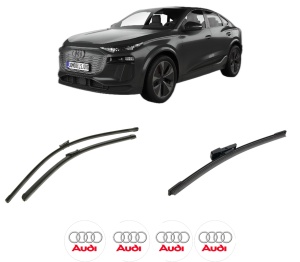 Set 3 stergatoare AUDI Q6 E-TRON (GFB) din 2024, pentru parbriz si luneta fata si spate auto, Bosch Aerotwin-Aerotwin, din cauciuc siliconat rezistent, 4 Stickere Auto AUDI - Img 2