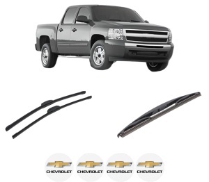 Set 3 stergatoare CHEVROLET SILVERADO 1500 din 2007, pentru parbriz si luneta fata si spate auto, Bosch Twin-Aerotwin Retrofit, din cauciuc siliconat rezistent, 4 Stickere Auto CHEVROLET - Img 2