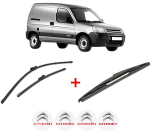 Set 3 stergatoare CITROEN BERLINGO / BERLINGO FIRST Box Body/MPV (M_) din 1996 - 2011, pentru parbriz si luneta fata si spate auto, Valeo Silencio, din cauciuc siliconat rezistent, 4 Stickere Auto CITROEN v15658
