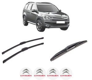Set 3 stergatoare CITROEN C-CROSSER ENTERPRISE (VU_, VV_) din 2009, pentru parbriz si luneta fata si spate auto, Bosch Twin-Aerotwin Retrofit, din cauciuc siliconat rezistent, 4 Stickere Auto CITROEN - Img 2