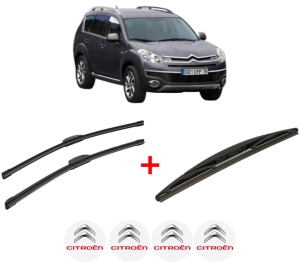 Set 3 stergatoare CITROEN C-CROSSER Van (VU_) din 2007 - 2012, pentru parbriz si luneta fata si spate auto, Bosch Twin, din cauciuc siliconat rezistent, 4 Stickere Auto CITROEN v5819