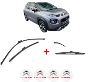 Set 3 stergatoare CITROEN C3 AIRCROSS II Van (2C_, 2R_) din 2019, pentru parbriz si luneta fata si spate auto, Valeo Silencio, din cauciuc siliconat rezistent, 4 Stickere Auto CITROEN v11873