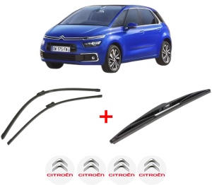 Set 3 stergatoare CITROEN C4 SPACETOURER (3D_) din 2018 - 2019, pentru parbriz si luneta fata si spate auto, Bosch Twin, din cauciuc siliconat rezistent, 4 Stickere Auto CITROEN v8459
