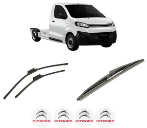 Set 3 stergatoare CITROEN JUMPY III Platform/Chassis (V_) din 2016-2023, pentru parbriz si luneta fata si spate auto, Bosch Twin-Aerotwin, din cauciuc siliconat rezistent, 4 Stickere Auto CITROEN - Img 2