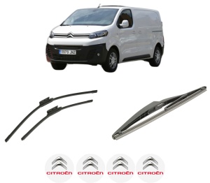 Set 3 stergatoare CITROEN JUMPY III Van (V_) din 2016-2024, pentru parbriz si luneta fata si spate auto, Bosch Twin-Aerotwin, din cauciuc siliconat rezistent, 4 Stickere Auto CITROEN - Img 2