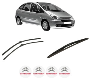 Set 3 stergatoare CITROEN XSARA PICASSO (N68) din 1999-2012, pentru parbriz si luneta fata si spate auto, Bosch Twin-Aerotwin, din cauciuc siliconat rezistent, 4 Stickere Auto CITROEN - Img 2