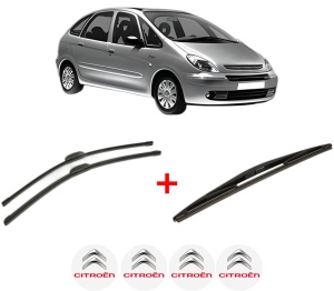 Set 3 stergatoare CITROEN XSARA PICASSO (N68) din 1999 - 2012, pentru parbriz si luneta fata si spate auto, Bosch Twin, din cauciuc siliconat rezistent, 4 Stickere Auto CITROEN v7859