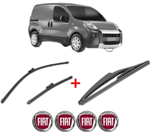 Set 3 stergatoare FIAT 500 (312_) din 2007, pentru parbriz si luneta fata si spate auto, Valeo Silencio, din cauciuc siliconat rezistent, 4 Stickere Auto FIAT v15178