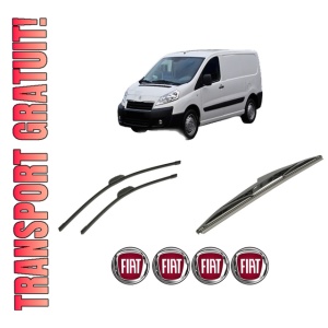 Set 3 stergatoare FIAT SCUDO Van (270_, 272_) din 2007-2016, pentru parbriz si luneta fata si spate auto, Bosch Twin-Aerotwin Retrofit, din cauciuc siliconat rezistent, 4 Stickere Auto FIAT