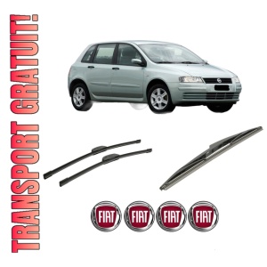 Set 3 stergatoare FIAT STILO VAN (192_) din 2001-2008, pentru parbriz si luneta fata si spate auto, Bosch Twin-Aerotwin Retrofit, din cauciuc siliconat rezistent, 4 Stickere Auto FIAT