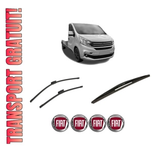 Set 3 stergatoare FIAT TALENTO Platform/Chassis (296_) din 2016-2019, pentru parbriz si luneta fata si spate auto, Bosch Twin-Aerotwin Multi, din cauciuc siliconat rezistent, 4 Stickere Auto FIAT