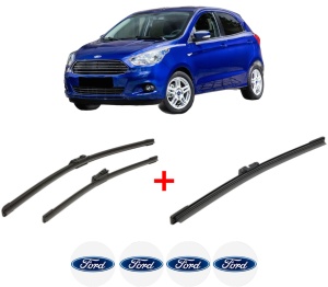 Set 3 stergatoare FORD KA+ III (UK, FK) din 2016, pentru parbriz si luneta fata si spate auto, Bosch Aerotwin, din cauciuc siliconat rezistent, 4 Stickere Auto FORD v6959