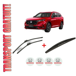 Set 3 stergatoare HONDA CR-V VI (RS_, RY_) din 2023, pentru parbriz si luneta fata si spate auto, Bosch Twin, din cauciuc siliconat rezistent, 4 Stickere Auto HONDA