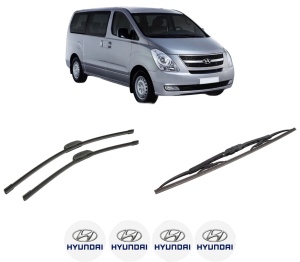 Set 3 stergatoare HYUNDAI H-1 Travel (TQ) din 2008-2011, pentru parbriz si luneta fata si spate auto, Bosch Twin-Aerotwin Retrofit, din cauciuc siliconat rezistent, 4 Stickere Auto HYUNDAI - Img 2