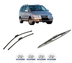 Set 3 stergatoare HYUNDAI HIGHWAY VAN din 2000-2004, pentru parbriz si luneta fata si spate auto, Bosch Twin-Aerotwin Retrofit, din cauciuc siliconat rezistent, 4 Stickere Auto HYUNDAI - Img 2