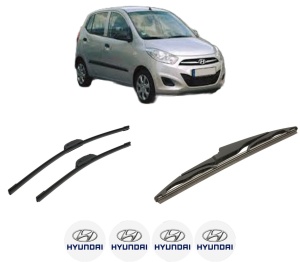 Set 3 stergatoare HYUNDAI i10 I (PA) din 2007-2018, pentru parbriz si luneta fata si spate auto, Bosch Twin-Aerotwin Retrofit, din cauciuc siliconat rezistent, 4 Stickere Auto HYUNDAI - Img 2