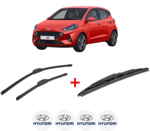 Set 3 stergatoare HYUNDAI i10 III (AC3, AI3) din 2019, pentru parbriz si luneta fata si spate auto, Bosch Twin, din cauciuc siliconat rezistent, 4 Stickere Auto HYUNDAI v2879