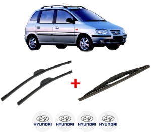 Set 3 stergatoare HYUNDAI MATRIX (FC) din 2001 - 2010, pentru parbriz si luneta fata si spate auto, Bosch Twin, din cauciuc siliconat rezistent, 4 Stickere Auto HYUNDAI v10439