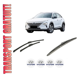 Set 3 stergatoare HYUNDAI NEXO (FE) din 2018, pentru parbriz si luneta fata si spate auto, Bosch Twin-Aerotwin Retrofit, din cauciuc siliconat rezistent, 4 Stickere Auto HYUNDAI