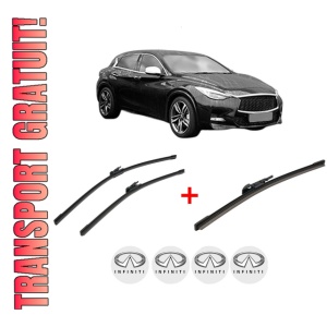 Set 3 stergatoare INFINITI Q30 din 2015, pentru parbriz si luneta fata si spate auto, Bosch Aerotwin, din cauciuc siliconat rezistent, 4 Stickere Auto INFINITI