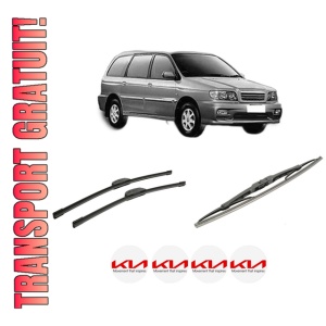 Set 3 stergatoare KIA JOICE (MTE1P) din 2000-2003, pentru parbriz si luneta fata si spate auto, Bosch Twin-Aerotwin Retrofit, din cauciuc siliconat rezistent, 4 Stickere Auto KIA