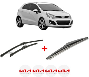 Set 3 stergatoare KIA RIO III (UB) din 2011 - 2017, pentru parbriz si luneta fata si spate auto, Bosch Twin, din cauciuc siliconat rezistent, 4 Stickere Auto KIA v4739