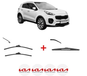 Set 3 stergatoare KIA SPORTAGE IV VAN (QL, QLE) din 2018, pentru parbriz si luneta fata si spate auto, Valeo Silencio, din cauciuc siliconat rezistent, 4 Stickere Auto KIA v12173