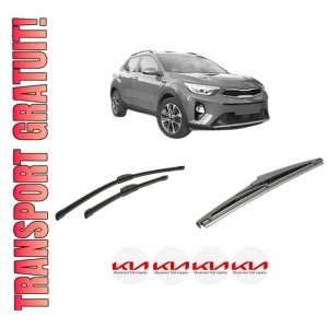 Set 3 stergatoare KIA STONIC (YB) din 2017-2023, pentru parbriz si luneta fata si spate auto, Bosch Twin-Aerotwin Retrofit, din cauciuc siliconat rezistent, 4 Stickere Auto KIA