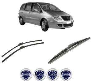 Set 3 stergatoare LANCIA PHEDRA (179_) din 2002-2010, pentru parbriz si luneta fata si spate auto, Bosch Twin-Aerotwin Retrofit, din cauciuc siliconat rezistent, 4 Stickere Auto LANCIA - Img 2