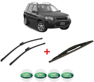 Set 3 stergatoare LAND ROVER FREELANDER 2 (L359) din 2006 - 2014, pentru parbriz si luneta fata si spate auto, Bosch Twin, din cauciuc siliconat rezistent, 4 Stickere Auto LAND ROVER v10379
