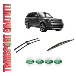 Set 3 stergatoare LAND ROVER RANGE ROVER SPORT I (L320) din 2005-2013, pentru parbriz si luneta fata si spate auto, Bosch Twin-Aerotwin Retrofit, din cauciuc siliconat rezistent, 4 Stickere Auto LAND ROVER