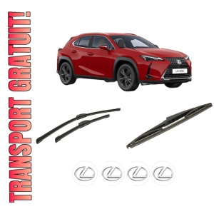 Set 3 stergatoare LEXUS UX (_AA1_, _AH1_, _MA1_) din 2018-2024, pentru parbriz si luneta fata si spate auto, Bosch Twin-Aerotwin Retrofit, din cauciuc siliconat rezistent, 4 Stickere Auto LEXUS