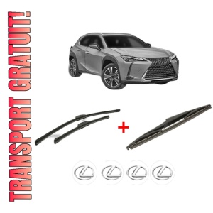Set 3 stergatoare LEXUS UX (_AA1_, _AH1_, _MA1_) din 2018, pentru parbriz si luneta fata si spate auto, Bosch Twin, din cauciuc siliconat rezistent, 4 Stickere Auto LEXUS