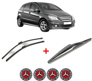 Set 3 stergatoare MERCEDES-BENZ B-CLASS Sports Tourer (W245) din 2005 - 2011, pentru parbriz si luneta fata si spate auto, Bosch Twin, din cauciuc siliconat rezistent, 4 Stickere Auto MERCEDES-BENZ v8759